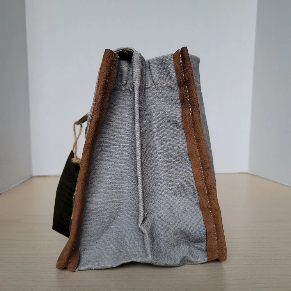 Clea Ray Canvas Beer/Bottle Tote Carrier Made with Recycled Leather and Canvas